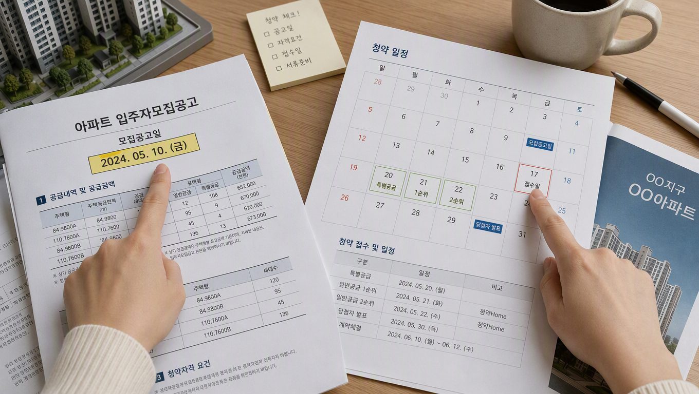 아파트 청약 일정에서 공고일과 접수일을 구분해 준비하는 방법