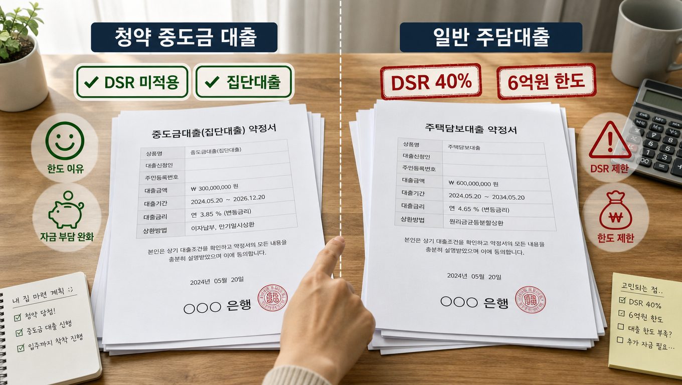 아파트 청약 대출과 일반 주담대출의 한도·규제 차이