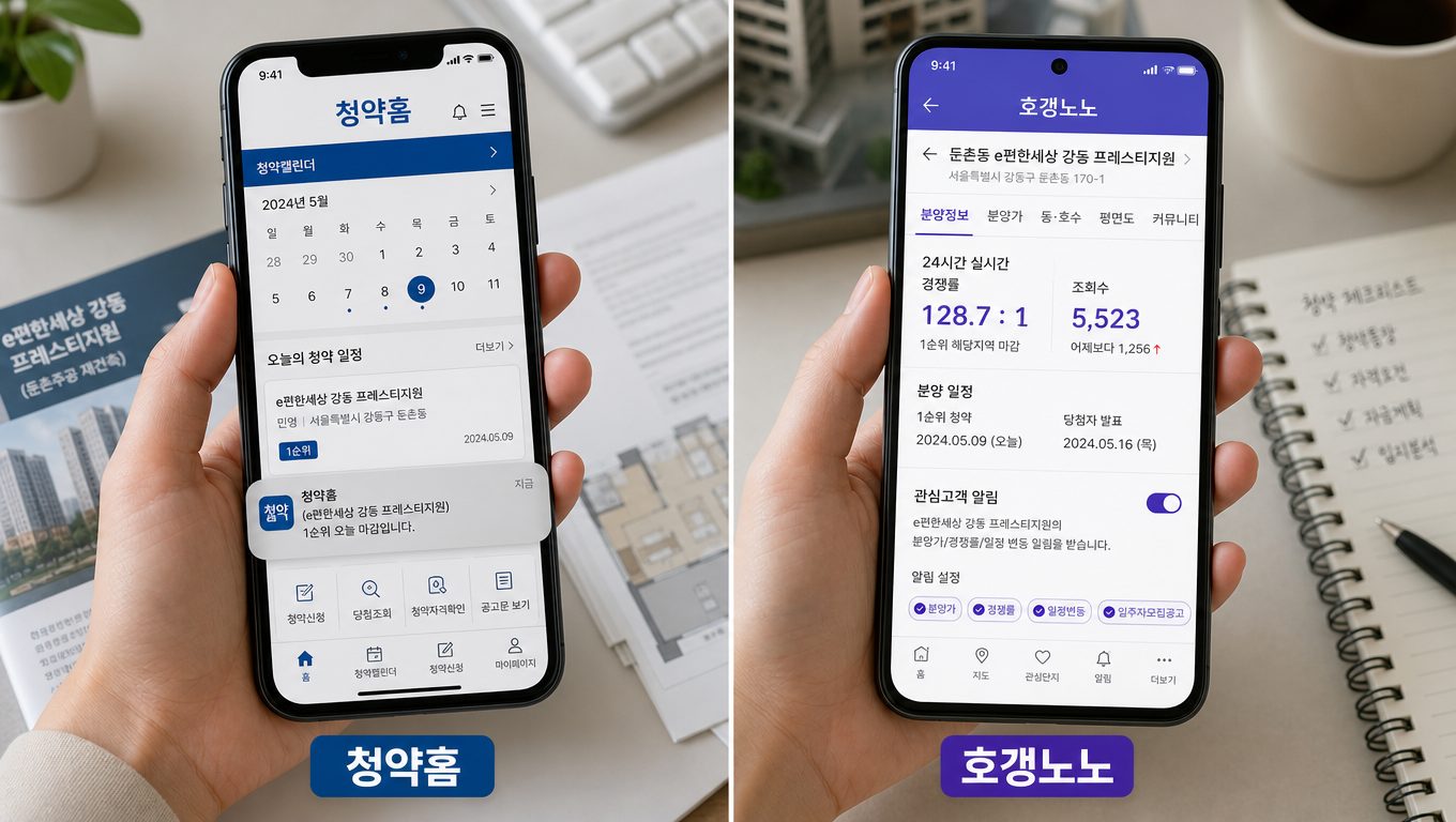 청약홈과 다른 앱의 실시간 알림·일정 확인 방법으로 아파트 청약 일정 놓치지 않기