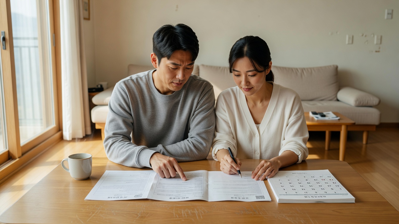 청약 무주택기간 계산을 위한 서류 확인 모습