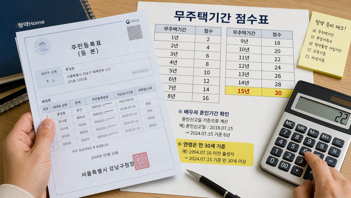 청약 무주택기간 계산 방법과 세대원 영향
