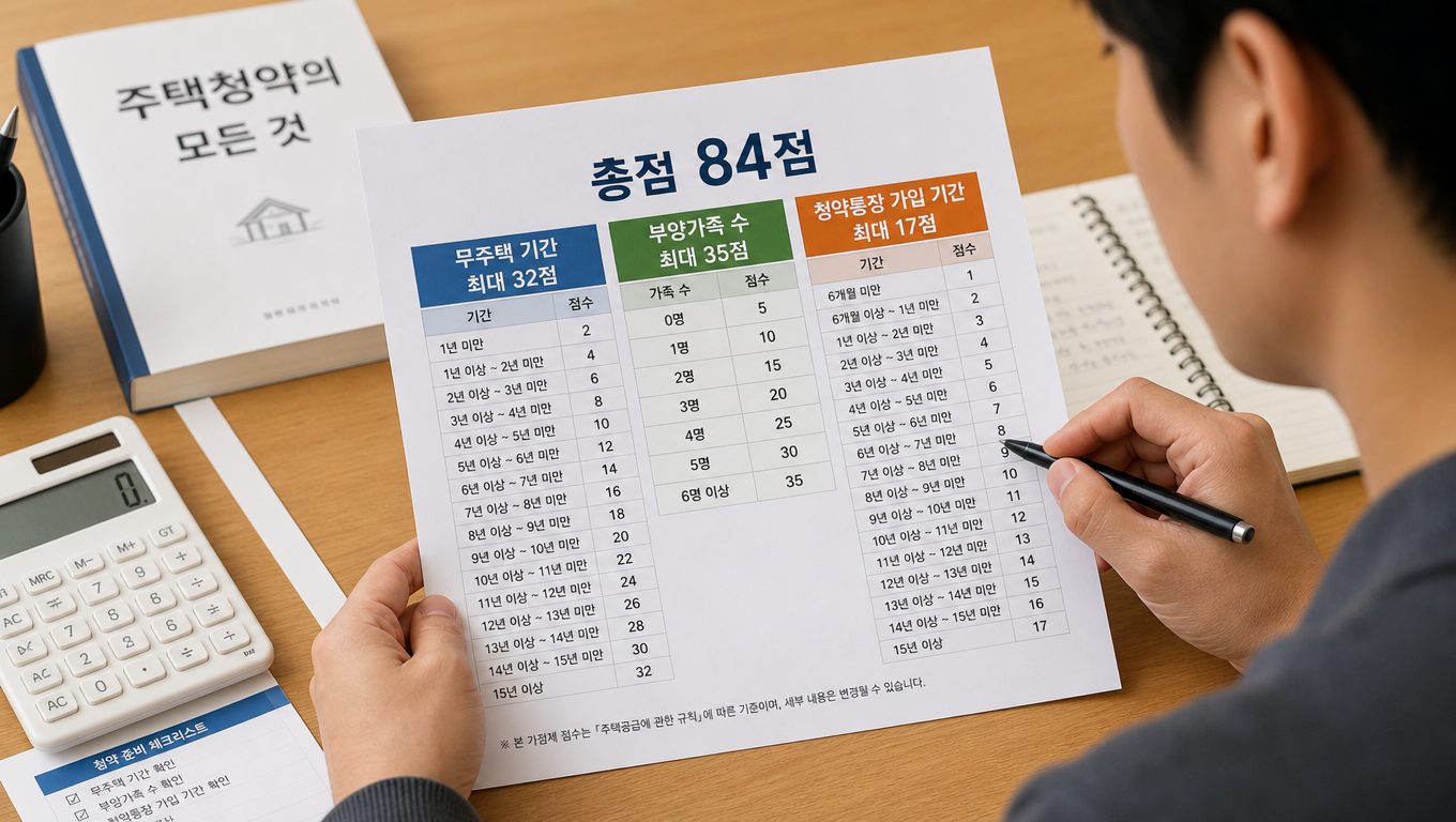 청약 가점 총점과 항목별 배점 기준
