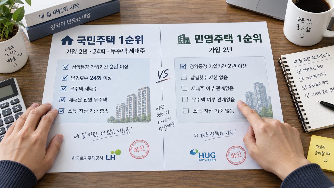 청약 일반공급 1순위 자격 조건 국민주택 민영주택